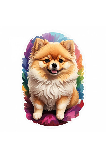 INOVATIX Set de 8 piese, autocolant câine Pomeranian, INOVATIX®. 6 cm