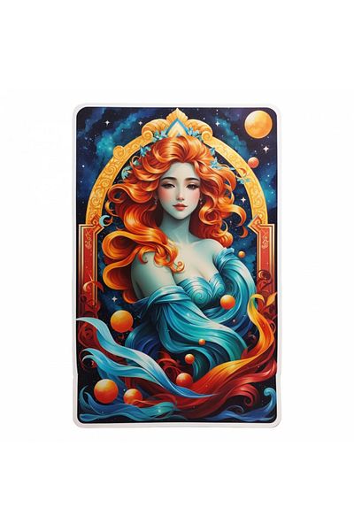 INOVATIX Set de 8 piese, autocolant Portret de fată cu bustul simbolului zodiacal Vărsător, INOVATIX®. 6 cm