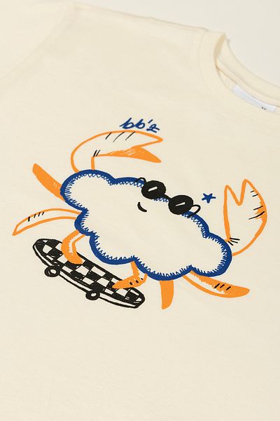 BEETLEBEEZ Children's Short Sleeve Printed Oversize T-Shirt - Ecru