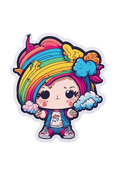 INOVATIX Set de 8 piese, autocolant copil cu turban curcubeu, INOVATIX®. 6 cm