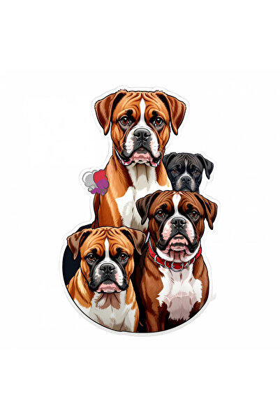 INOVATIX Set de 8 piese, autocolant câini boxer într-un grup, INOVATIX®. 6 cm