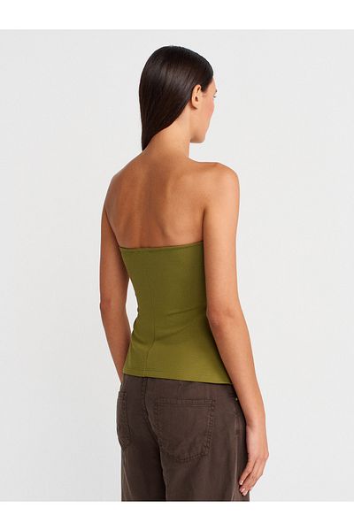 Dilvin 31860 Strapless Top-Fat Green