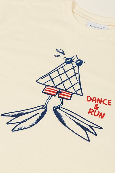 BEETLEBEEZ Children's Short Sleeve Printed Oversize T-Shirt - Ecru