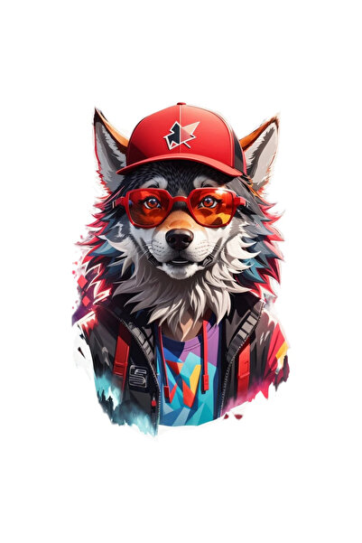 INOVATIX Set de 8 piese, autocolant câine cu șapcă și ochelari, INOVATIX®. 6 cm