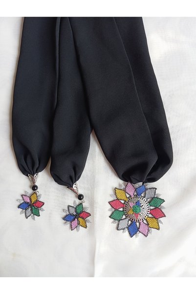 NUMİSTORE Needlework Carved Black Color Kerchief