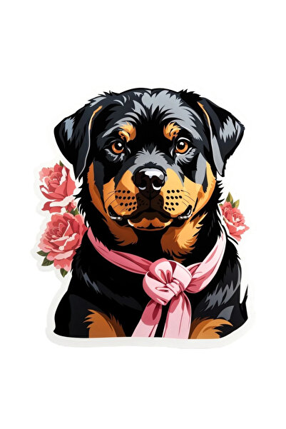 INOVATIX Set de 8 piese, autocolant Rottweiler cu eșarfă, INOVATIX®. 6 cm