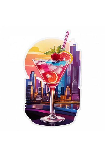 INOVATIX Set de 8 piese, autocolant Cocktail în oraș, INOVATIX®. 6 cm