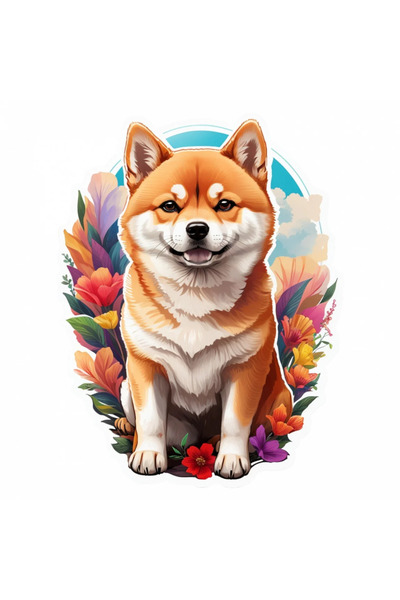 INOVATIX Set de 8 bucăți, autocolant câine Shiba Imu, INOVATIX®. 6 cm