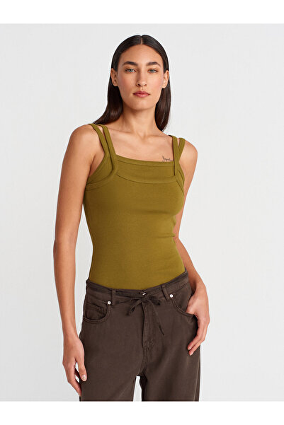 Dilvin 21105 Double Strap Undershirt-Dark Green