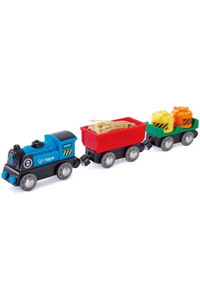 Hape FREIGHT TRAIN WITH TWO WAGONS