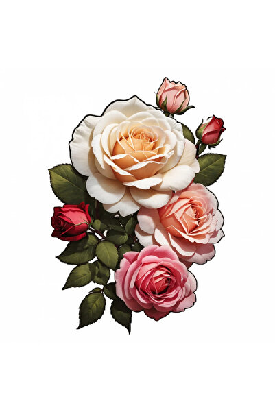 INOVATIX Set de 8 piese, autocolant Trandafiri cu boboci, INOVATIX®. 6 cm