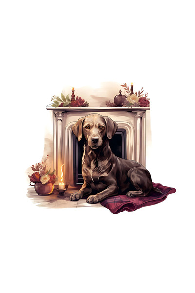 INOVATIX Set de 8 piese, autocolant câine Dachshund pe pătură lângă șemineu, ...