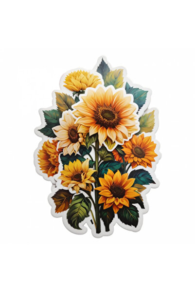 INOVATIX Set de 8 autocolante buchet floarea-soarelui, INOVATIX®. 6 cm