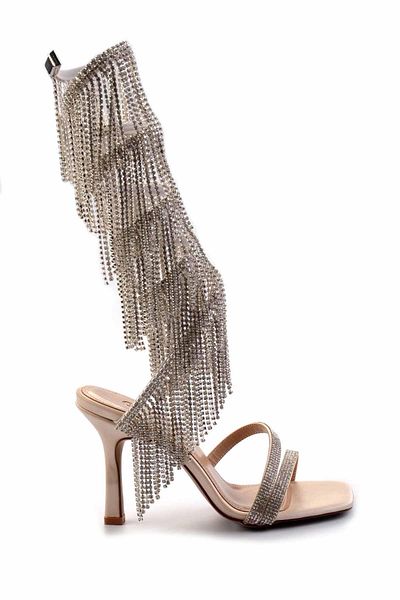 Bambi Pantofi de seara de dama din piele naturala din satin bej K 05480055438