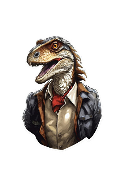 INOVATIX Set de 8 piese, autocolant Velociraptor cu eșarfă, INOVATIX®. 6 cm