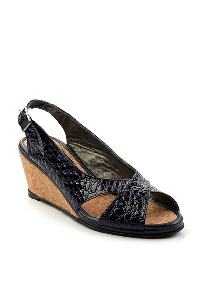 Bambi Navy Blue Leather Women's Sandals K05582032211