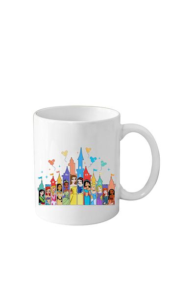 OEM Cana din ceramica haioasa Disney Princess, model cu personaje Disney, 330 ml