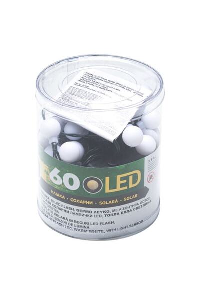 OEM Ghirlanda cu 60 de becuri LED Solare, Albe cu Senzor de Lumina, 6,5 m