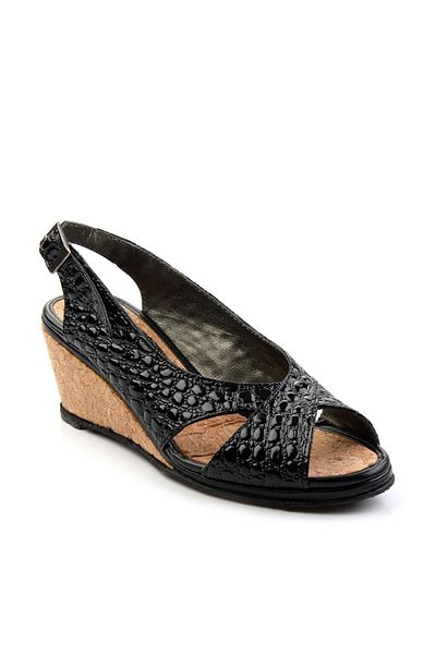 Bambi Black Leather Women's Sandals K05582032211