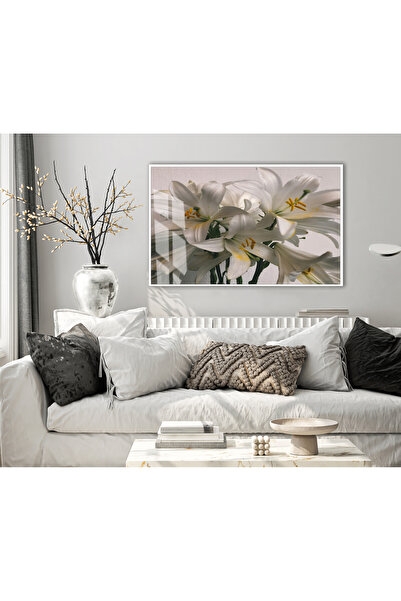Harikabirev HARİKABİREV | MODEL LILIE ALBĂ | TABLO DE STICLA TEMPLATA CU CADR...