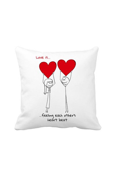 OEM Perna personalizata decorativa, 40x40 cm, alba, pentru indragostiti, iubire