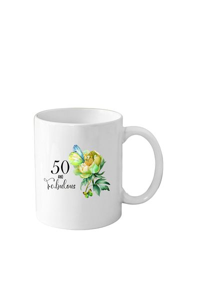 OEM Cana din ceramica haioasa Aniversare 50 ani, 330 ml, alba