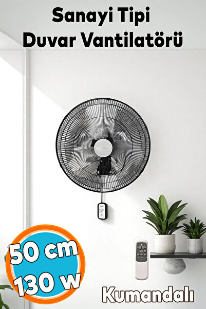 NZB Sanayi Tipi Kumandalı Duvar Vantilatörü 50 cm 130 W Endüstriyel Sessiz Du...