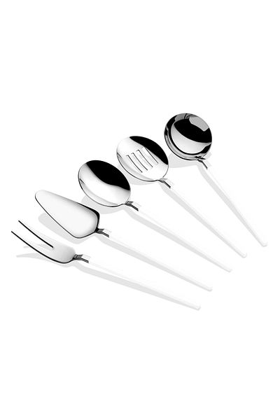 Dame Marie Carre 5 Piece Ladle Set Silver White