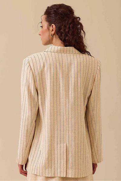 SEÇİL Women's Striped Linen Jacket - Beige