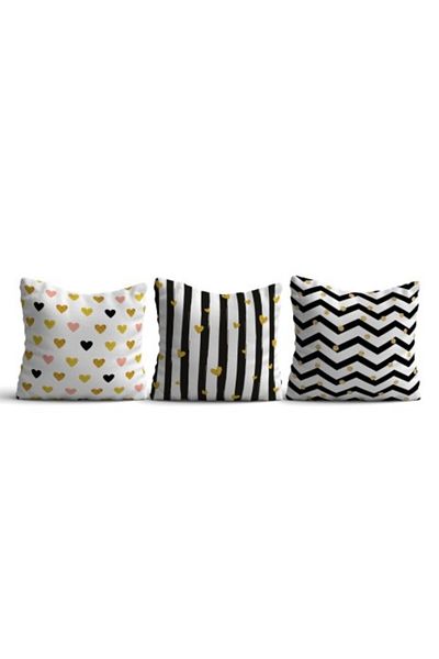 Lenjerii Deosebite Set 3 decorative pillow covers 43x43cm, Geometric and Love