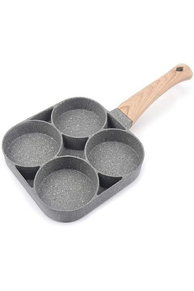 HOZRO Tigaie multifuncțională HOZRO cu patru forme, antiaderentă, mâner din lemn - ideală pentru omlete, clătite,