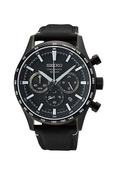 Seiko Chronograph Quartz Black Dial Men's Watch