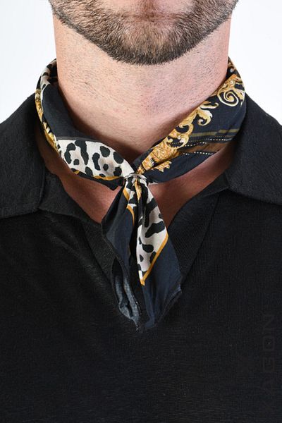 EXAGON PRINTED COTTON SCARF - XAGON - BLACK, ONE SIZE