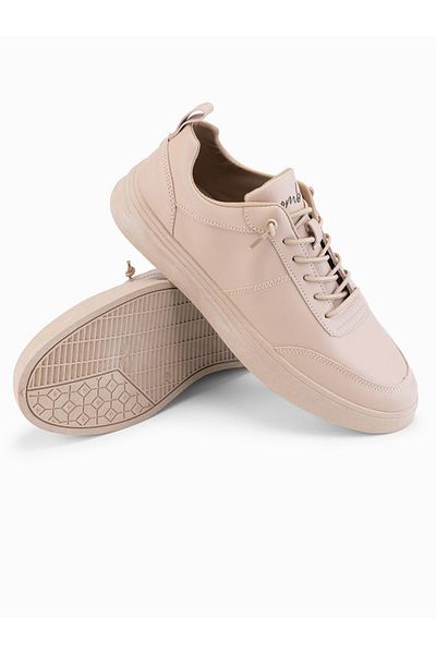 OMBRE Einfarbige Herrenschuhe im Sportstil mit Nähten - beige V2 OM-FOCS-0159 44