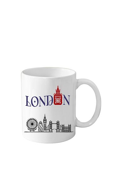 OEM Cana din ceramica Londra, Anglia, 330 ml, alba
