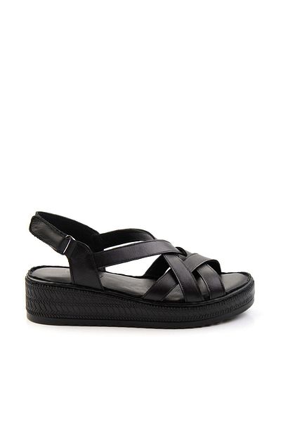 Bambi Black Leather Women's Sandals K05552000803