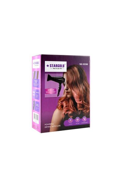 Generic Stargold 1000w Hair Dryer With Diffuser – 2 Speed & 3 Heat Settings, Frizz Control, Sleek Black