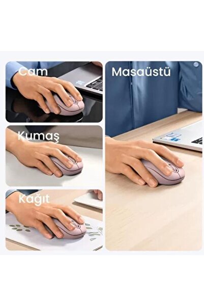 Ugreen 2400DPI 2.4Ghz Wireless Kablosuz Sessiz Mouse Pembe, 90686