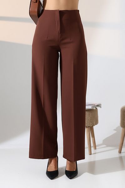 ZEYCEN Women's High Waist Lycra Fabric Pleated Palazzo Pants