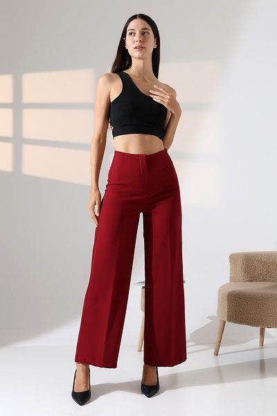 ZEYCEN Women's High Waist Lycra Fabric Pleated Palazzo Pants