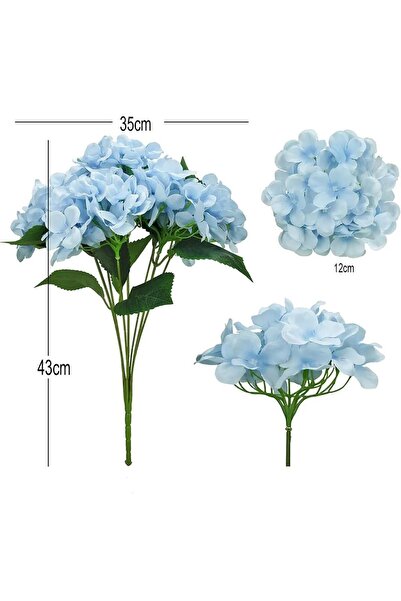 yapay çiçek evi Yapay Çiçek Ortanca Çiçeği Demeti 43 Cm Mavi Açık