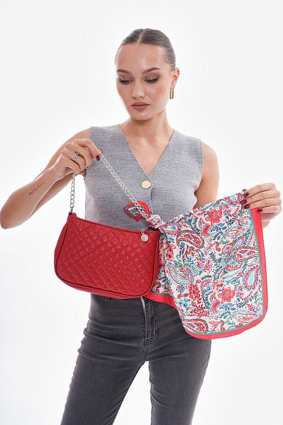 Axesoire 15318 Shawl Patterned Red Bandana Scarf