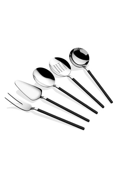 Dame Marie Carre 5 Piece Ladle Set Silver Black