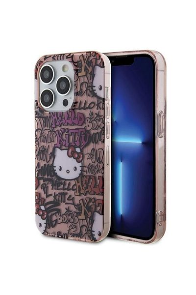 Hello Kitty Case for iPhone 15 Pro - Hello Kitty Hardcase IML Tags Graffiti (HKHCP15LHDGPTP) - Pink