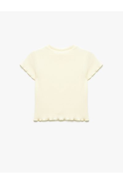 Koton Cotton Drawstring Detailed Crew Neck Short Sleeve Crop T-Shirt