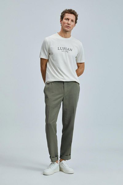 Lufian Ανδρικό μπλουζάκι εκρού Love Regular Fit (111020238)
