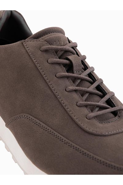 OMBRE Sportliche Herren-Sneaker aus Leder mit Wildleder-Finish - Dunkelbraun V2 OM-FOCS-0161 41