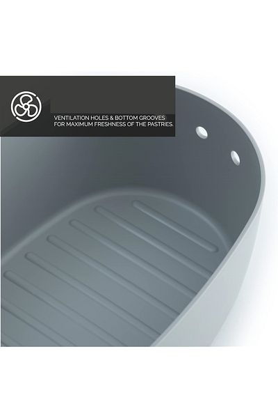 Dolce Mare Polypropylene bread box with bamboo lid, chopper, DOLCE MARE, 38.1x25.4x15.2 cm, rectangular, Gray
