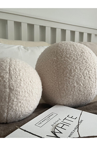 bohemoon Teddy Top Dekoratif Yastık Krem Büyük