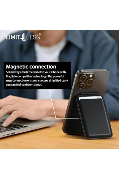 Limitless Magnetic Wallet, Magnetic Stand for iPhone, 4 Slot Leather Card Holder, Adjustable Stand S